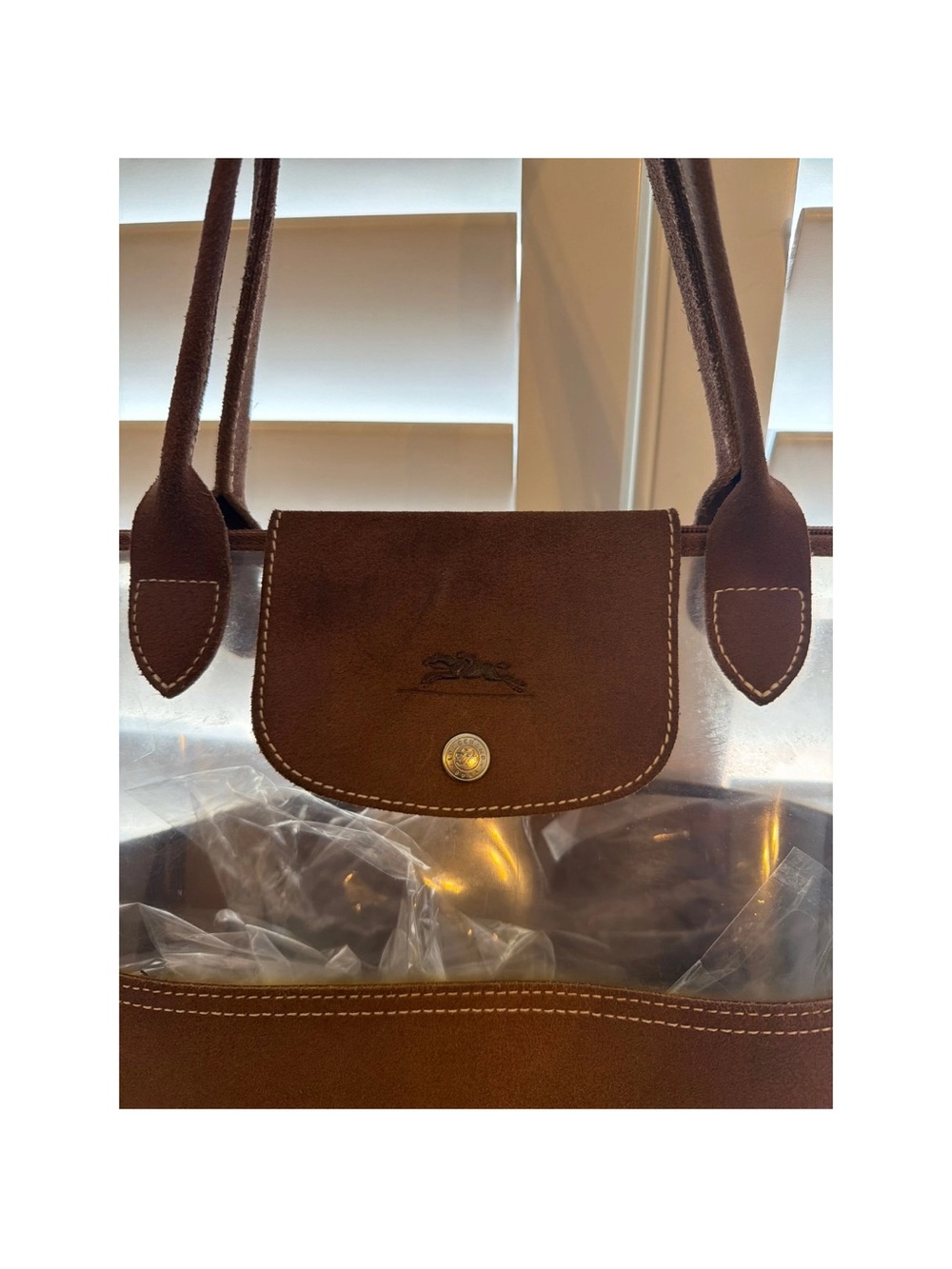 Longchamp Le Pliage clear vinyl tote